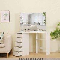 Kosy Koala Corner Dressing Table With Mirrors And Stool Makeup Vanity Mirror Hollywood Table, White