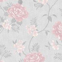 Muriva Ltd Muriva Rosalind Pink Wallpaper, Pink