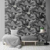 Muriva Ltd Muriva Quadra Charcoal Wallpaper, Black