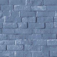 Muriva Ltd Muriva Bowie Brick Blue Wallpaper, Blue