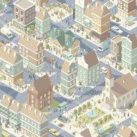 Muriva Ltd Muriva City Life Blue & Duck Egg Wallpaper, Blue
