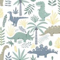 Muriva Ltd Muriva Happy Dinos Wallpaper, Green