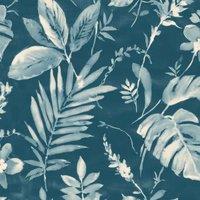 Muriva Ltd Muriva Tane Leaf Blue Wallpaper, Blue
