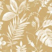 Muriva Ltd Muriva Tane Leaf Mustard Wallpaper, Yellow