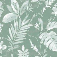 Muriva Ltd Muriva Tane Leaf Green Wallpaper, Green