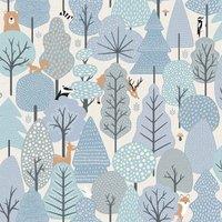 Muriva Ltd Muriva Wild Wood Blue & Cream Wallpaper, Blue