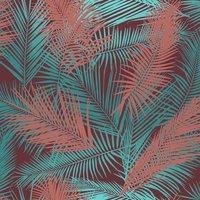Muriva Ltd Muriva Ilana Leaf Claret & Teal Wallpaper, Red