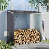 Garden Sanctuary 5 X 2.5Fts Steel Firewood Log Store Garden Storage Shed, Grey