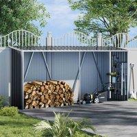 Garden Sanctuary 11 X 3Fts Zinc Steel Log Storage Shed, Black