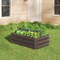 Garden Sanctuary 100x60m Galvanized Steel Square Garden Bed Planter Box, Brown