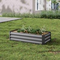 Garden Sanctuary Rectangular Galvanized Steel Garden Bed, Grey