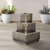Garden Sanctuary Multi-tier Resin Garden Fountain With Led Lights, Grey