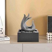 Garden Sanctuary Resin Tabletop Water Fountain With Built-in Led Light, Grey
