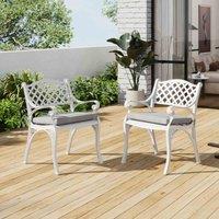 Garden Sanctuary 2 Pcs Elegant Aluminum Garden Chairs, White