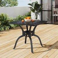Garden Sanctuary Square Cast Aluminum Dining Table With Parasol Hole, Black
