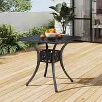 Garden Sanctuary Square Outdoor Dining Table With Parasol Hole, Black