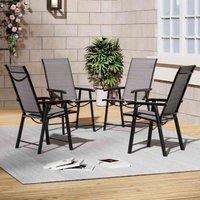 Garden Sanctuary 4 Pcs Metal Frame And Breathable Fabric Foldable Chairs, Black