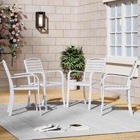 Garden Sanctuary Modern 4 Pcs Garden Dining Armchairs, White