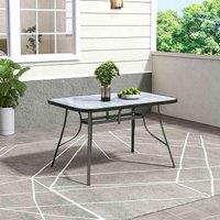 Garden Sanctuary 120Cm W Garden Tempered Glass Wood Grain Coffee Table With Parasol Hole, Grey