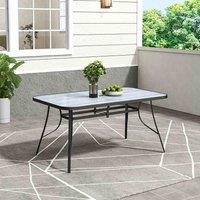 Garden Sanctuary 150Cm W Garden Tempered Glass Wood Grain Coffee Table With Parasol Hole, Grey