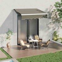 Garden Sanctuary 200Cm W X 150Cm D Grey Outdoor Retractable Awning For Window And Door, Grey