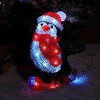 Samuel Alexander 30Cm Light Up Skating Acrylic Christmas Penguin With 30 White Leds, Black