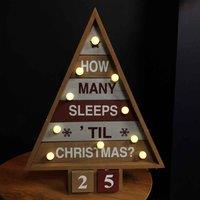 Samuel Alexander 42cm Wooden Christmas Countdown Decoration with 10 Warm White LEDs