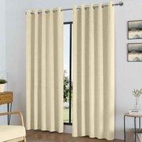 Luxury Living Temple Velvet Ring Top Blackout Curtains 117X183cm Cream, Cream