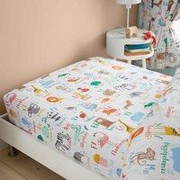 Happy Linen Company Animal Alphabet Educational Fitted Sheet - Toddler Cot Bed, White