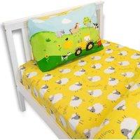 Happy Linen Company Farm Friends Animals Fitted Sheet - Toddler Cot Bed, Green