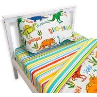 Happy Linen Company Dinosnore Dinosaurs Fitted Sheet - Single, Blue