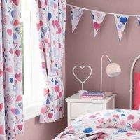 Happy Linen Company Hearts Hearts Ring Track Pole Fully Lined Thermal Blackout Pencil Pleat Curtain Set - 66 X 54inch, Pink