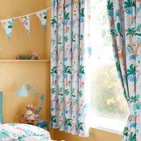 Happy Linen Company Sunset Safari Savannah Ring Track Pole Fully Lined Thermal Blackout Pencil Pleat Curtain Set - 66 X 54inch, White