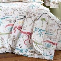 Happy Linen Company Dino Explorer Dinosaurs T-rex Reversible Quilted Throwover - 150 X 200 Cm, Multi