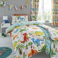 Happy Linen Company Dinky Dino Dinosaurs Reversible Duvet Cover Bedding Set - Single, Multi