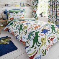 Happy Linen Company Dinosnore Dinosaurs Reversible Duvet Cover Bedding Set - Single, Blue