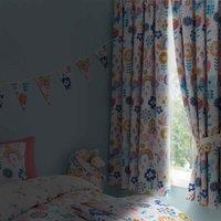 Happy Linen Company Flower Garden Butterflies Ring Track Pole Fully Lined Thermal Blackout Pencil Pleat Curtain Set - 66 X 72inch, Multi