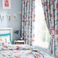 Happy Linen Company Road Trip Transport Ring Track Pole Fully Lined Thermal Blackout Pencil Pleat Curtain Set - 66 X 72inch, Blue