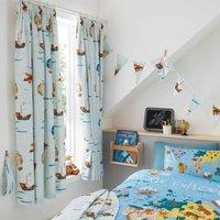 Happy Linen Company World Explorer Map Ring Track Pole Fully Lined Thermal Blackout Pencil Pleat Curtain Set - 66 X 72inch, Multi