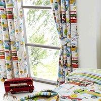 Happy Linen Company Zoo Escape Animals Ring Track Pole Fully Lined Thermal Blackout Pencil Pleat Curtain Set - 66 X 72inch, White