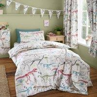 Happy Linen Company Dino Explorer Dinosaurs T-rex Reversible Soft Easy Care Bed Linen Duvet Cover Bedding Set - Double, Multi