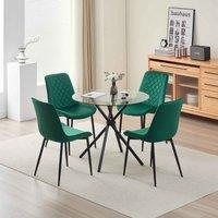 New York Dining Table With 4 Amelia Velvet Chairs, Black