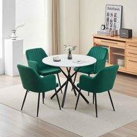 Seattle Dining Table With 4 Green Charlotte Velvet Chairs, Black