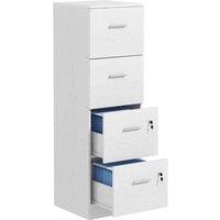 HOMCOM 4 Drawer File Cabinet Locking Filing Cabinet for A4, Ash Wood-Effect, White