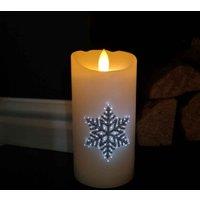 Samuel Alexander 15Cm Battery Operated Glitter Snowflake Dancing LED Candle Christmas Decoration With Thick Lines, White