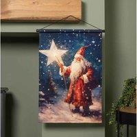 Samuel Alexander 60Cm X 40Cm Battery Operated Light Up St Nick Fabric Hanging Christmas Banner