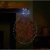 Samuel Alexander 78Cm Metal Hanging Christmas Bauble With 245 Static & Twinkling Leds In Red & Green, Black