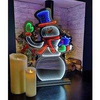 Samuel Alexander 76Cm Infinity Light Up Standing Snowman Christmas Decoration With Multi-coloured Leds On Metal Base, White
