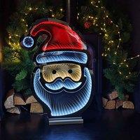 Samuel Alexander 60Cm Led Infinity Light Standing Santa Decoration With Wooden Base, Red