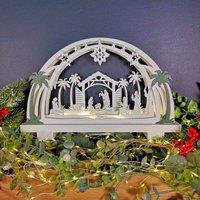 Samuel Alexander 20cm Battery Operated Warm White LED Wooden Arch Nativity Scene Christmas Decoration